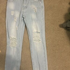 Girl size 10 jeans ripped style straight leggings